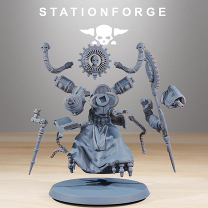 Scavenger Cultist Leader, Space Techno-bots, modular Sci-Fi warriors by STATIONFORGE, Sci-Fi Wargames Cyber-themed Grimdark miniatures