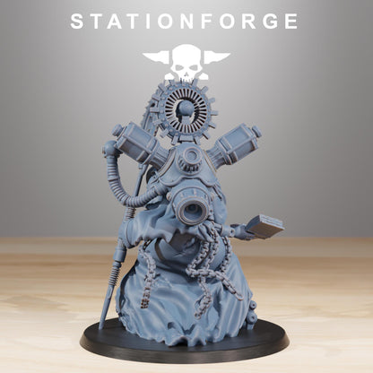 Scavenger Cultist Leader, Space Techno-bots, modular Sci-Fi warriors by STATIONFORGE, Sci-Fi Wargames Cyber-themed Grimdark miniatures