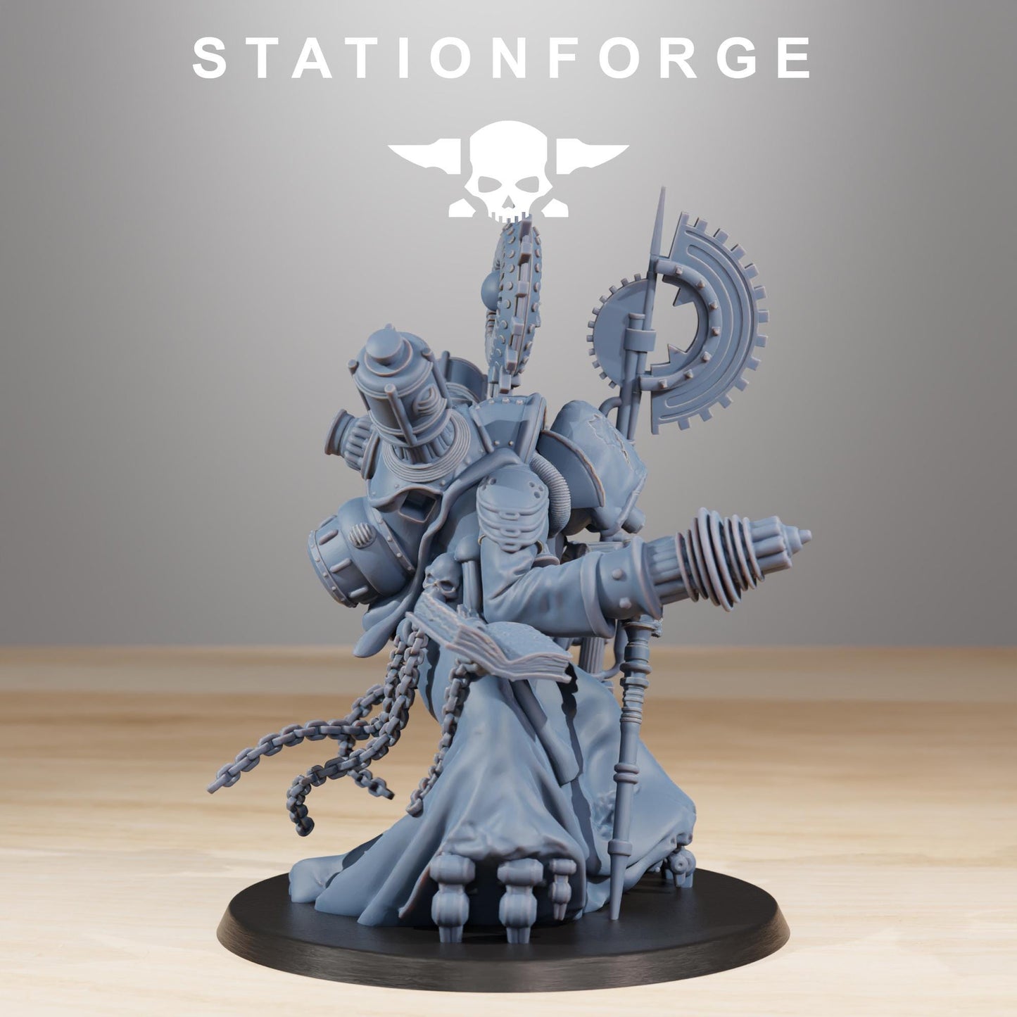 Scavenger Cultist Leader, Space Techno-bots, modular Sci-Fi warriors by STATIONFORGE, Sci-Fi Wargames Cyber-themed Grimdark miniatures