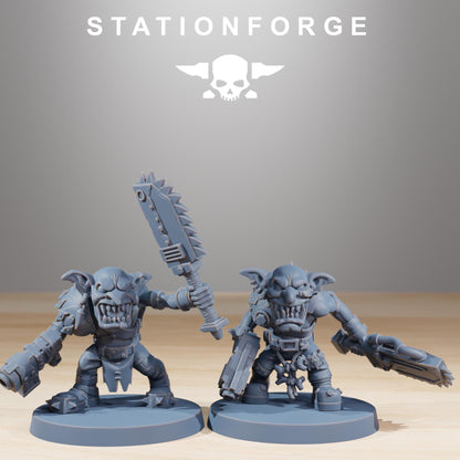 Gobs Berserkers, Space-Faring Orkish Menace Sculpted by STATIONFORGE, Grimdark Compatible, Sci-Fi Wargame Scale