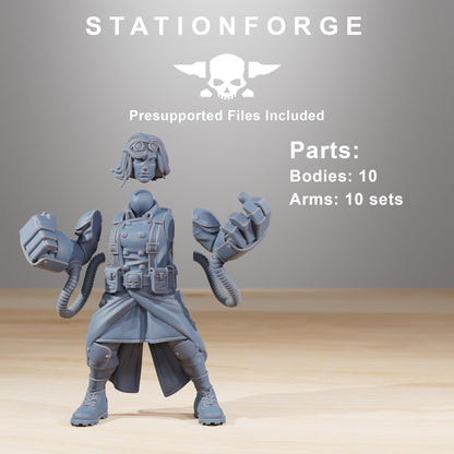 GrimGuard Sisters of War, Death Korps Proxy, Sci-Fi Wargames Miniatures by STATIONFORGE