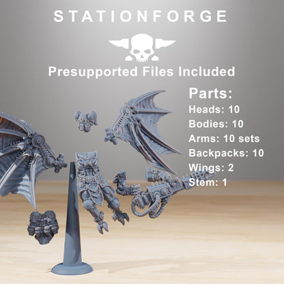 Pythonicus Flyers, Space Techno-bots, modular Sci-Fi warriors by STATIONFORGE, Sci-Fi Wargames Cyber-themed Grimdark miniatures