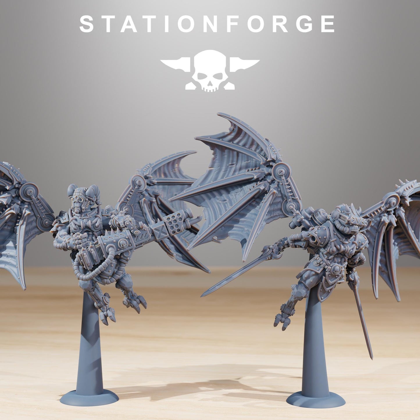 Pythonicus Flyers, Space Techno-bots, modular Sci-Fi warriors by STATIONFORGE, Sci-Fi Wargames Cyber-themed Grimdark miniatures