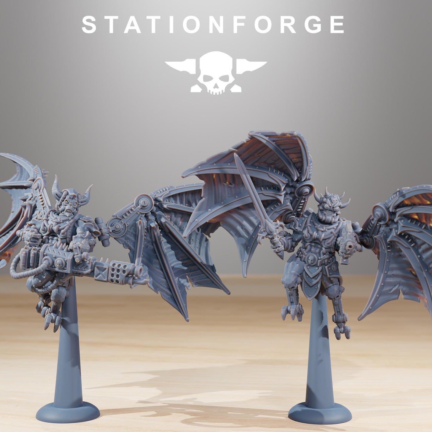 Pythonicus Flyers, Space Techno-bots, modular Sci-Fi warriors by STATIONFORGE, Sci-Fi Wargames Cyber-themed Grimdark miniatures