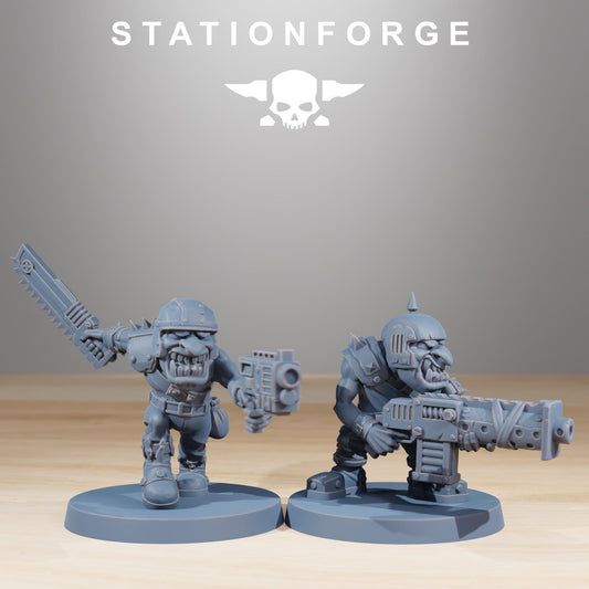 Gobs Infantry, Space-Faring Orkish Menace Sculpted by STATIONFORGE, Grimdark Compatible, Sci-Fi Wargame Scale
