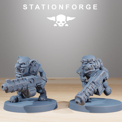 Gobs Infantry, Space-Faring Orkish Menace Sculpted by STATIONFORGE, Grimdark Compatible, Sci-Fi Wargame Scale