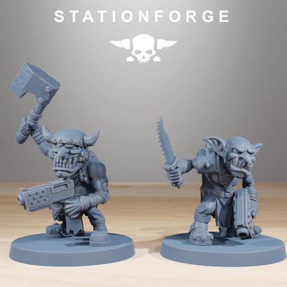 Gobs Infantry, Space-Faring Orkish Menace Sculpted by STATIONFORGE, Grimdark Compatible, Sci-Fi Wargame Scale