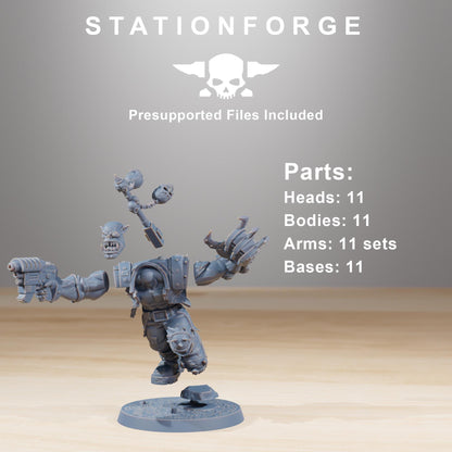 Orkaz Infantry, Space-Faring Orkish Menace Sculpted by STATIONFORGE, Grimdark Compatible, Sci-Fi Wargame Scale