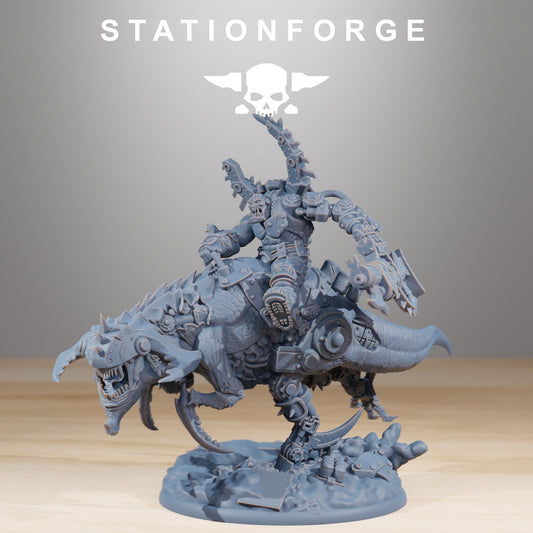 Orkaz Beast Boss, Space-Faring Orkish Menace Sculpted by STATIONFORGE, Grimdark Compatible, Sci-Fi Wargame Scale