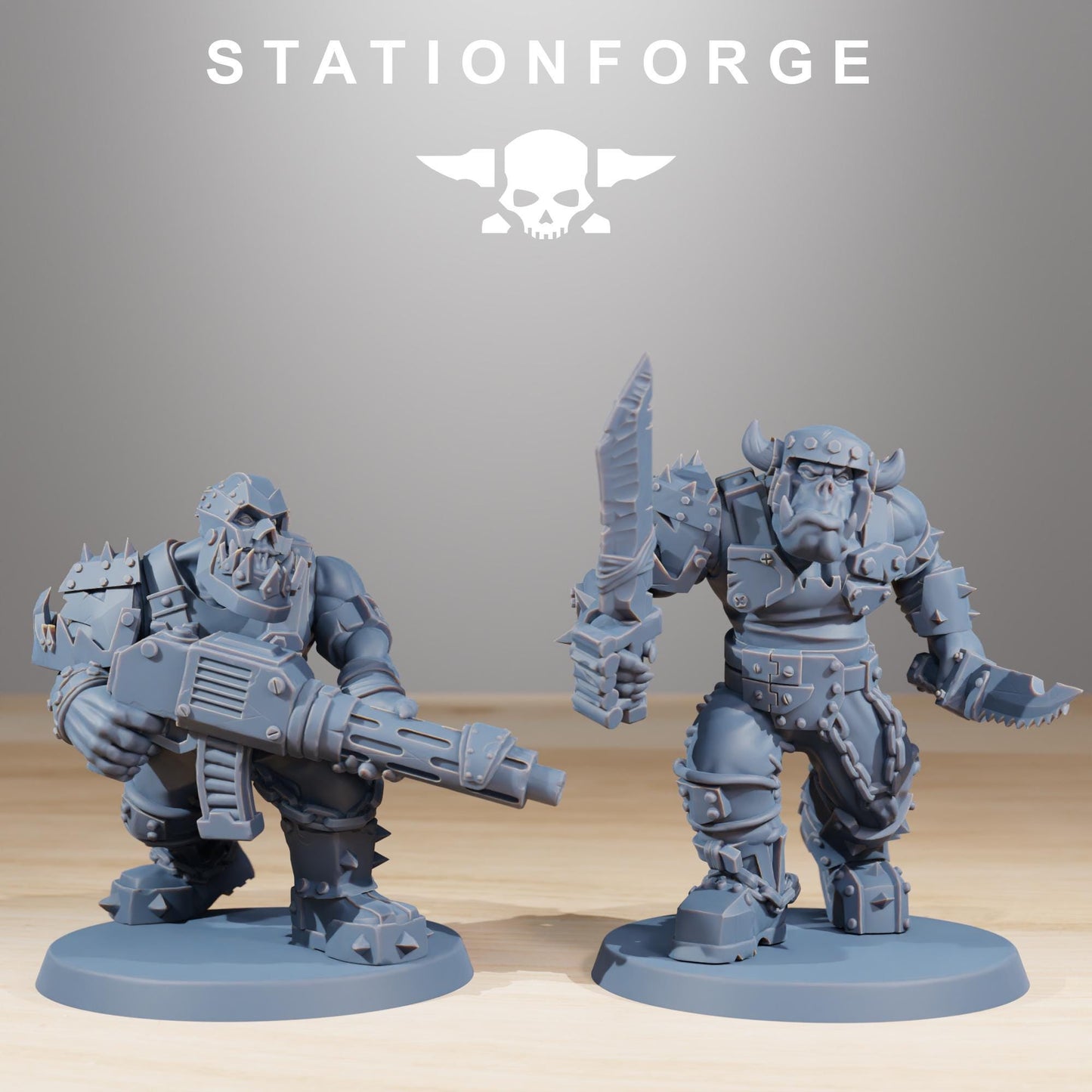 Orkaz Berserkers, Space-Faring Orkish Menace Sculpted by STATIONFORGE, Grimdark Compatible, Sci-Fi Wargame Scale
