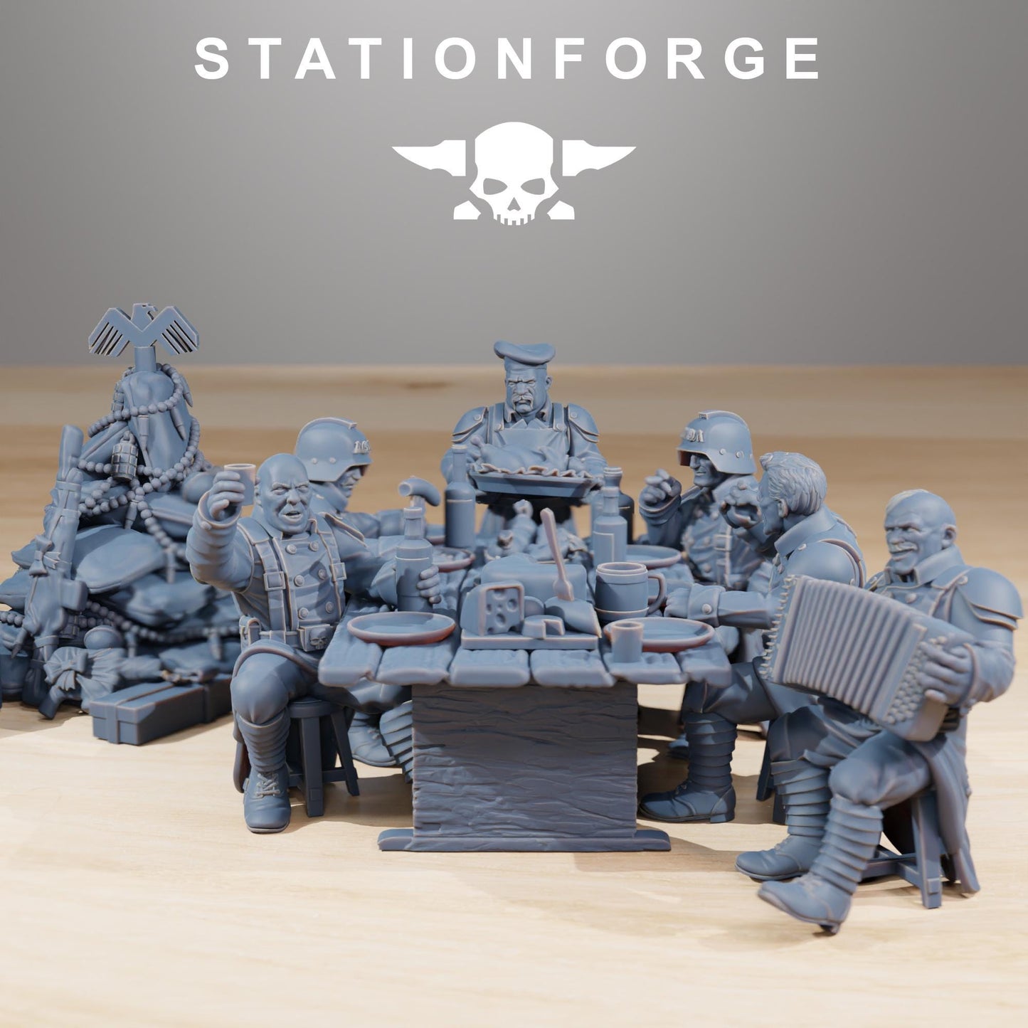 GrimGuard Holiday Feast, Death Korps Proxy, Sci-Fi Wargames Miniatures by STATIONFORGE