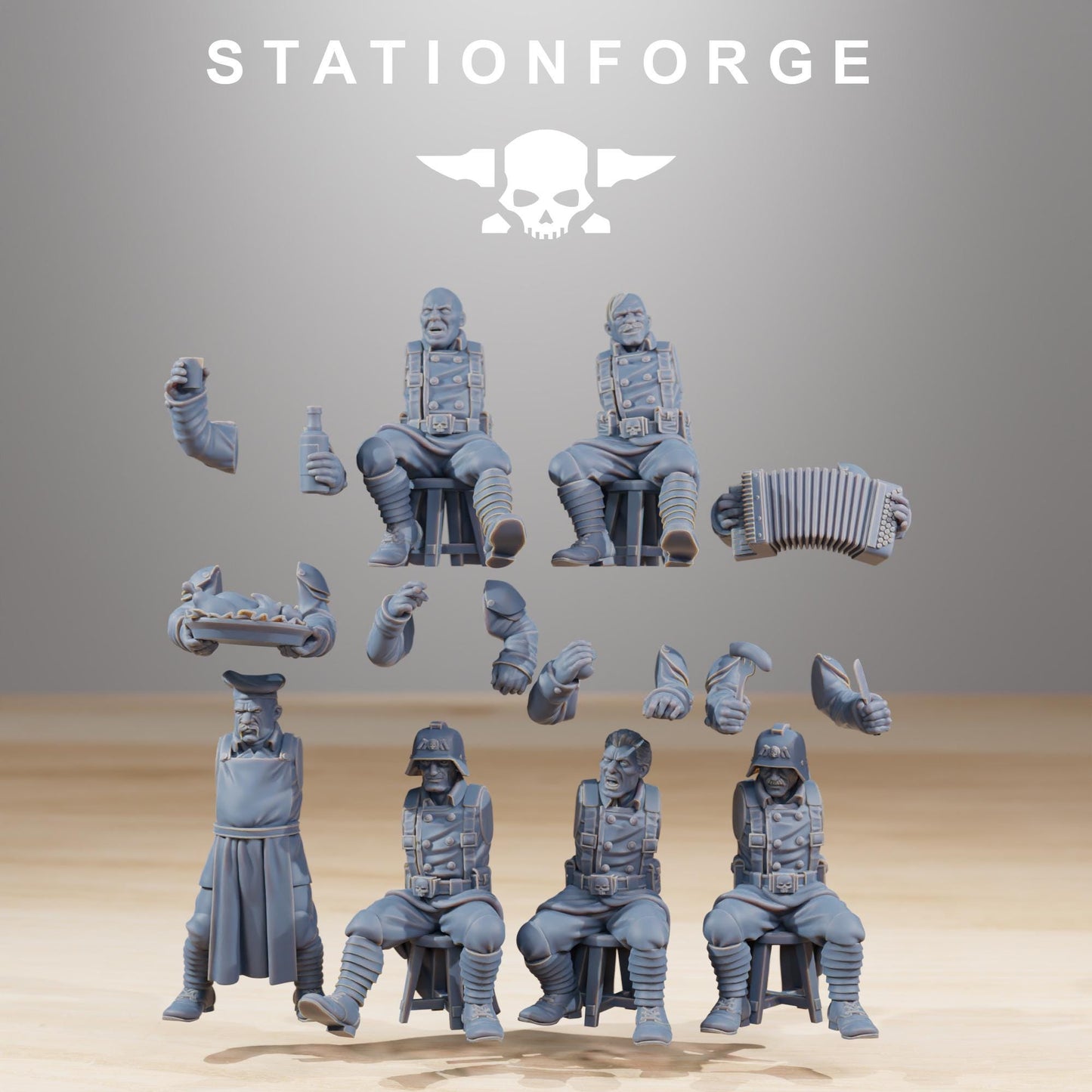GrimGuard Holiday Feast, Death Korps Proxy, Sci-Fi Wargames Miniatures by STATIONFORGE