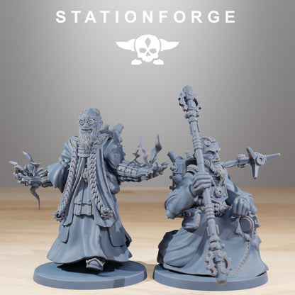 Forager Preachers, Space Techno-bots, modular Sci-Fi warriors by STATIONFORGE, Sci-Fi Wargames Cyber-themed Grimdark miniatures