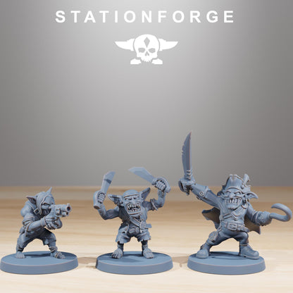 Gobs Pirates, Space-Faring Orkish Menace Sculpted by STATIONFORGE, Grimdark Compatible, Sci-Fi Wargame Scale