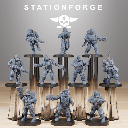 GrimGuard Jungle Fighters, Death Korps Proxy, Sci-Fi Wargames Miniatures by STATIONFORGE