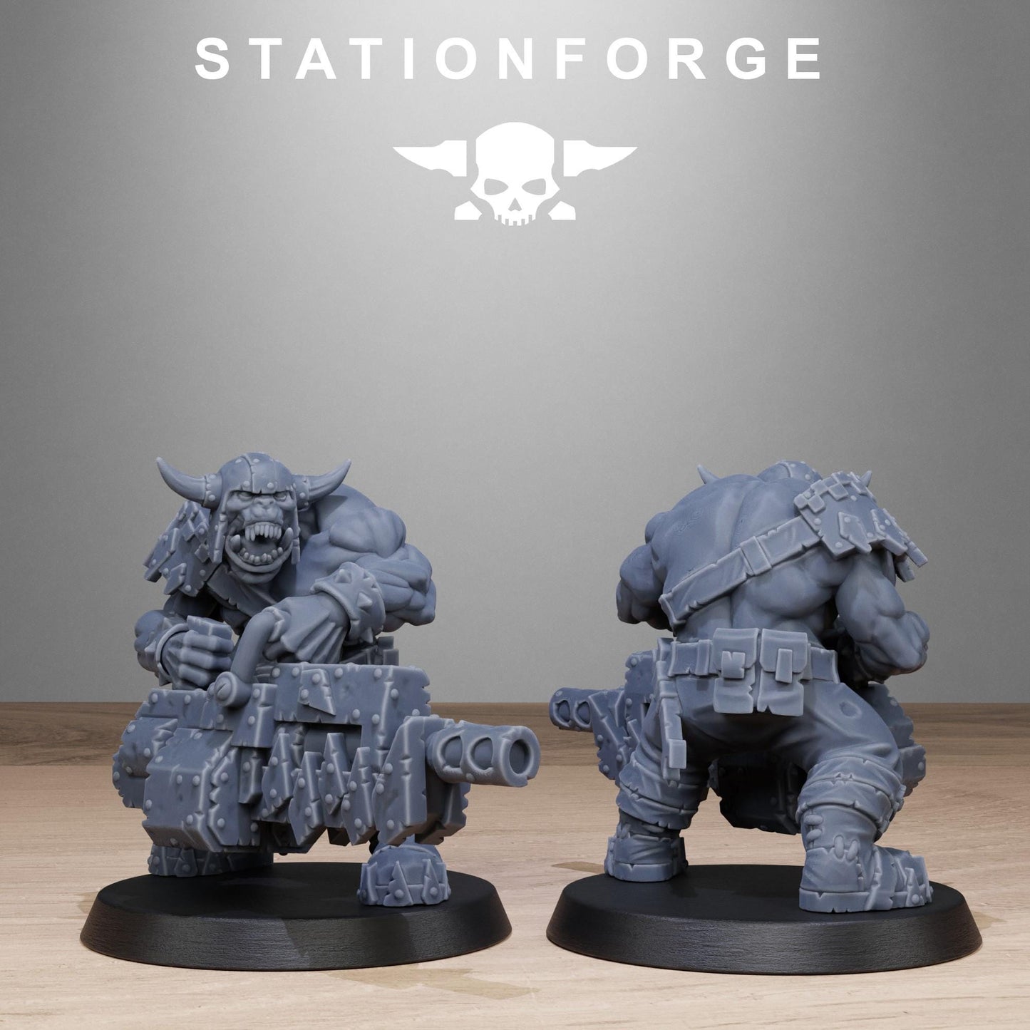 Orkaz Bros Infantry, Space-Faring Orkish Menace Sculpted by STATIONFORGE, Grimdark Compatible, Sci-Fi Wargame Scale