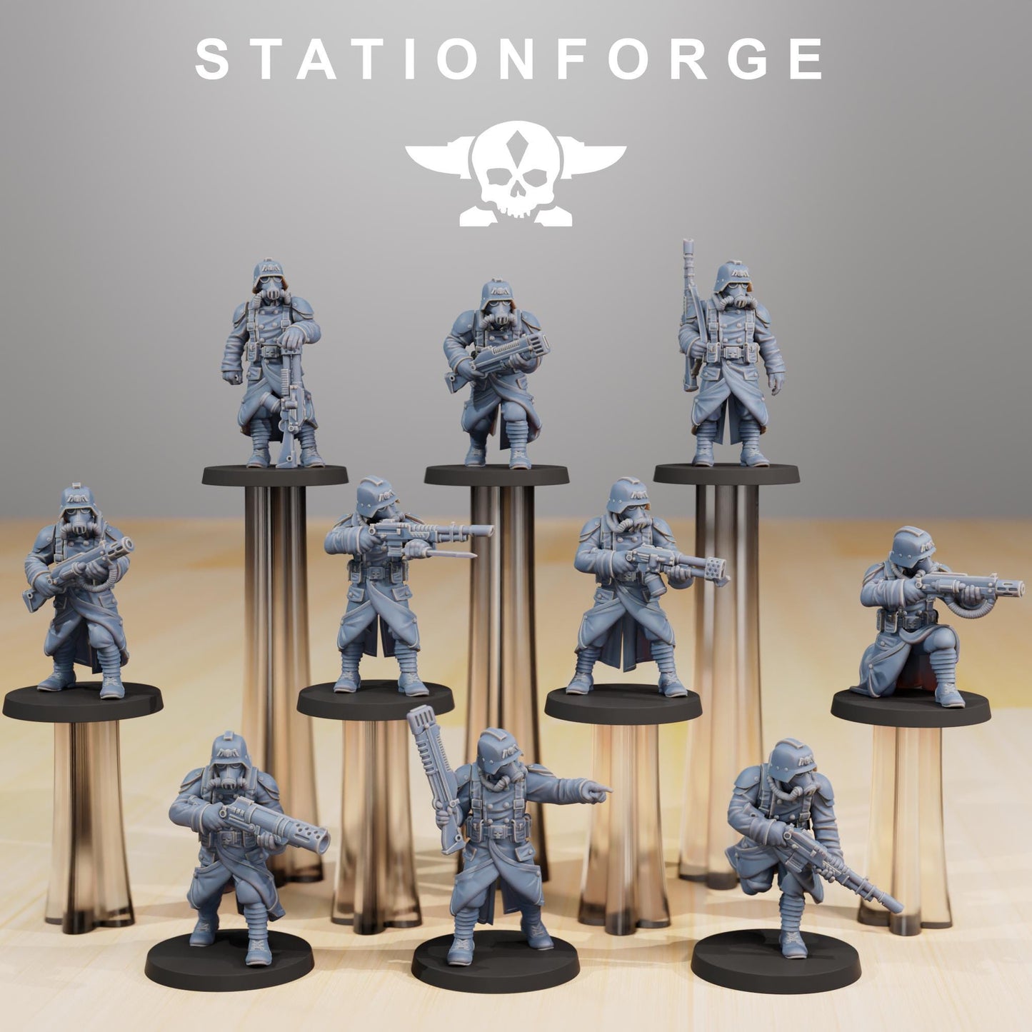 GrimGuard Infantry Builder, Death Korps Proxy, Sci-Fi Wargames Miniatures by STATIONFORGE