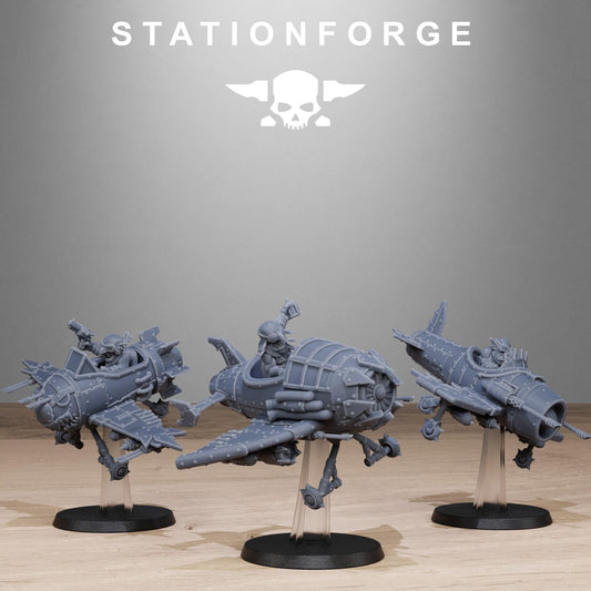 Orkaz Gobs Planes, Space-Faring Orkish Menace Sculpted by STATIONFORGE, Grimdark Compatible, Scaled for Miniature Wargames