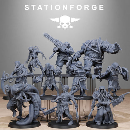 Corrupted Guard Butchers, Chaos Worshipper Sci-Fi Wargames Miniatures by STATIONFORGE, Corrupted Imperial Guard