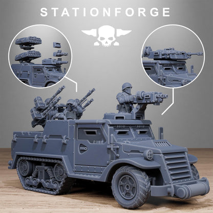 FreeGuard Half Track, Modular Sci-Fi Guardsmen Vehicle by STATIONFORGE, Sci-fi Wargames Proxy, Imperial Guard Transport Truck