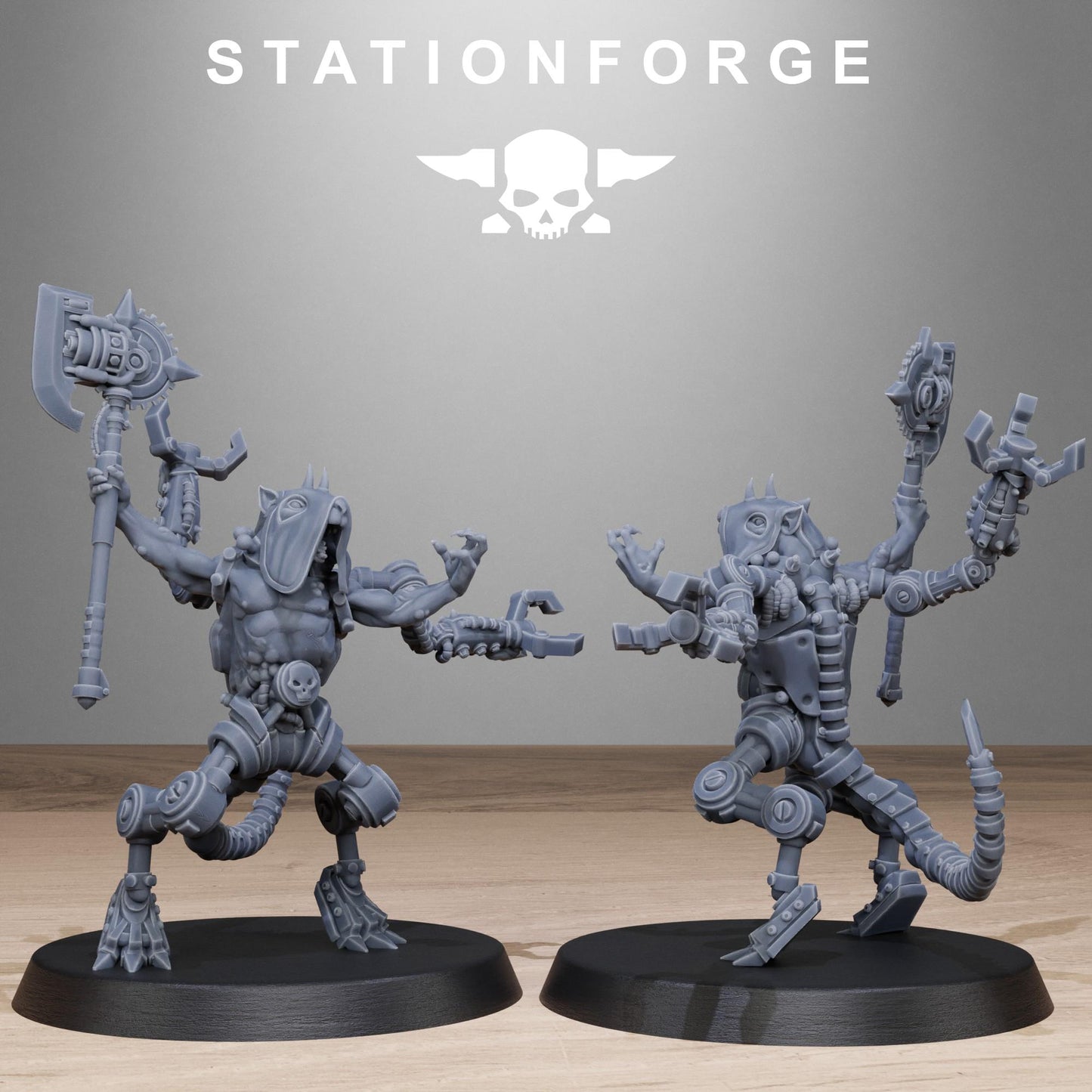 Raticus Technoclaw, Space Techno-Rats, monopose Sci-Fi warriors by STATIONFORGE, Sci-Fi Wargames Rat-Themed Grimdark miniatures