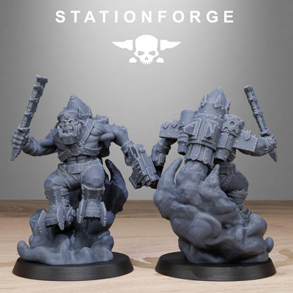 Orkaz Flyers, Space-Faring Orkish Menace Sculpted by STATIONFORGE, Grimdark Compatible, Scaled for Sci-Fi Miniature Wargames