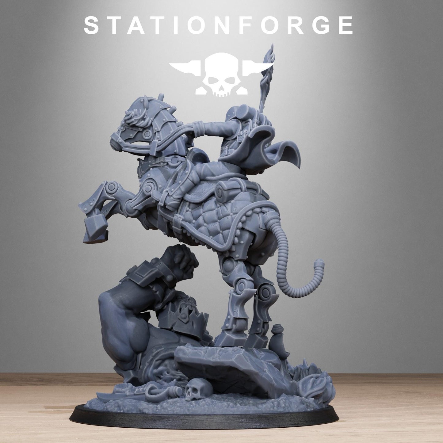 GrimGuard Officer Horseman, Death Korps Proxy, Sci-Fi Wargames Miniatures by STATIONFORGE