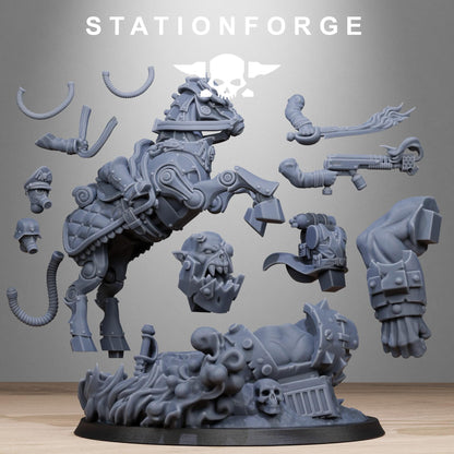 GrimGuard Officer Horseman, Death Korps Proxy, Sci-Fi Wargames Miniatures by STATIONFORGE