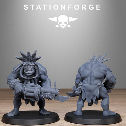 Orkaz Tribal Infantry, Space-Faring Orkish Menace Sculpted by STATIONFORGE, Grimdark Compatible, Sci-Fi Wargame Scale