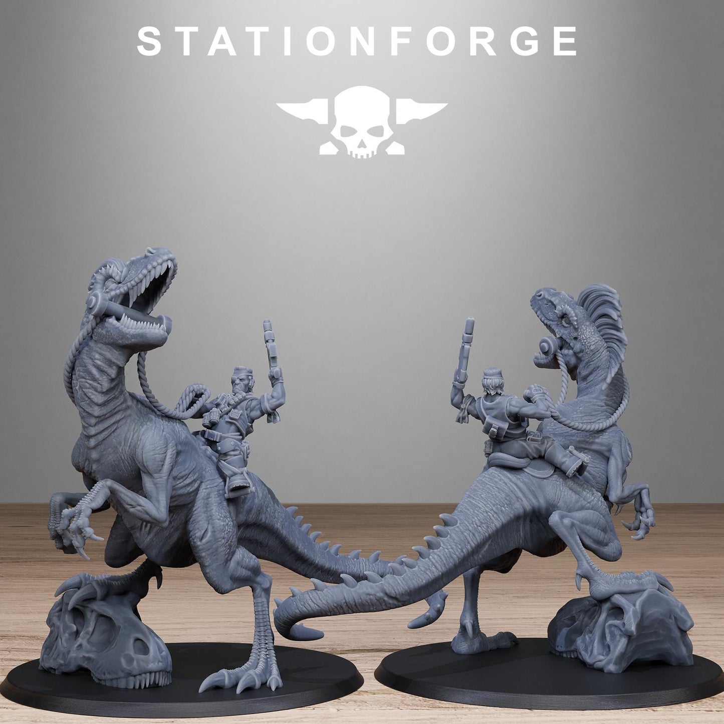 GrimGuard Jungle Raptors, Modular Set Miniatures by STATIONFORGE,  Imperial guard cavalry regiment