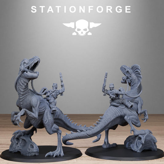 GrimGuard Jungle Raptors, Modular Set Miniatures by STATIONFORGE,  Imperial guard cavalry regiment