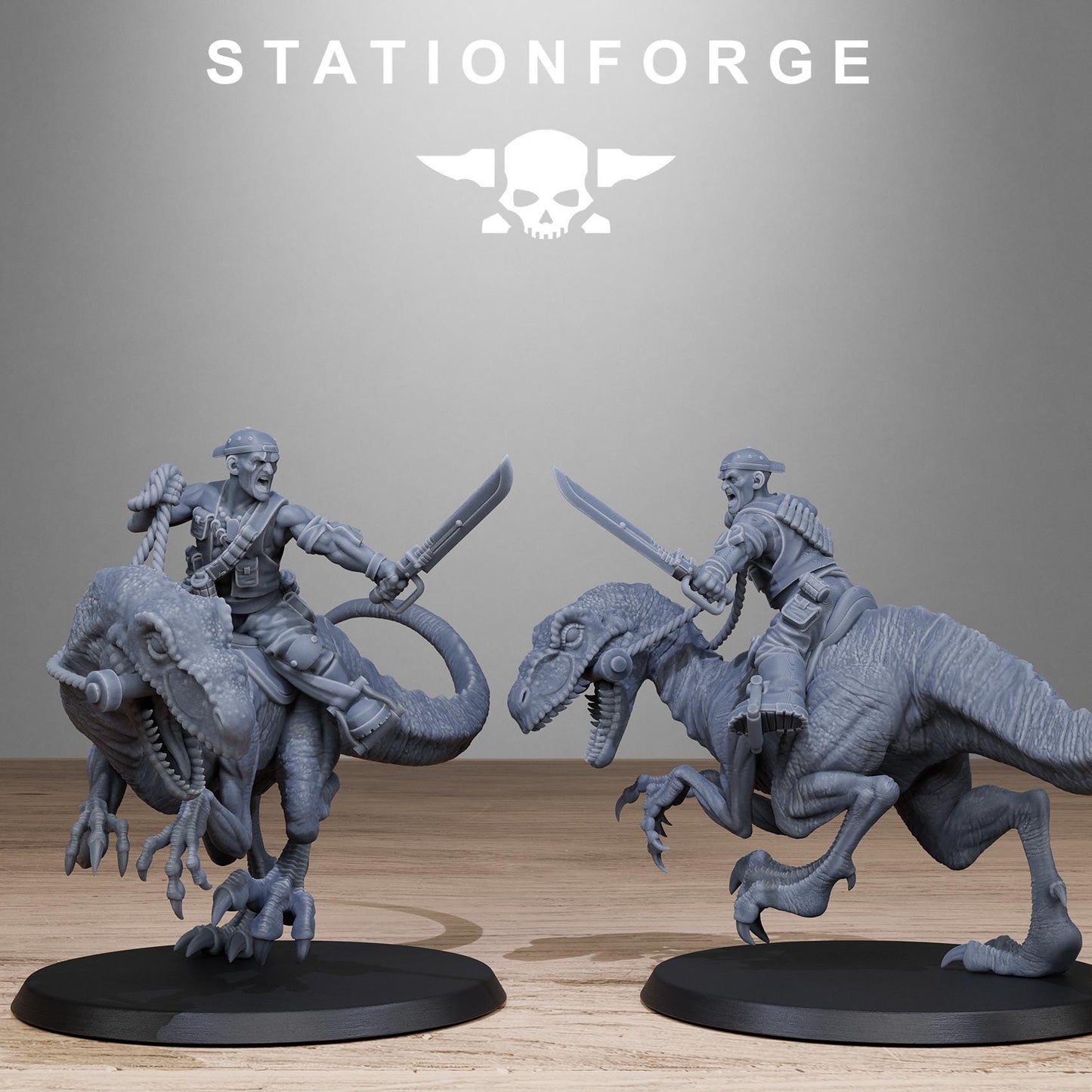 GrimGuard Jungle Raptors, Modular Set Miniatures by STATIONFORGE,  Imperial guard cavalry regiment