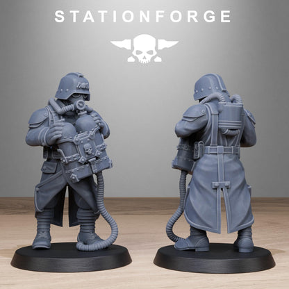GrimGuard Flamers, Death Korps Proxy, Sci-Fi Wargames Miniatures by STATIONFORGE