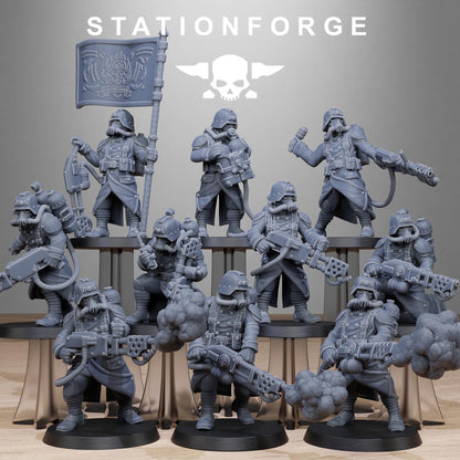 GrimGuard Flamers, Death Korps Proxy, Sci-Fi Wargames Miniatures by STATIONFORGE