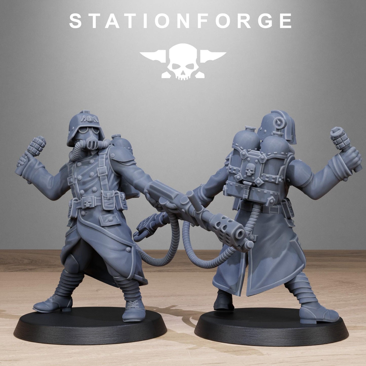 GrimGuard Flamers, Death Korps Proxy, Sci-Fi Wargames Miniatures by STATIONFORGE