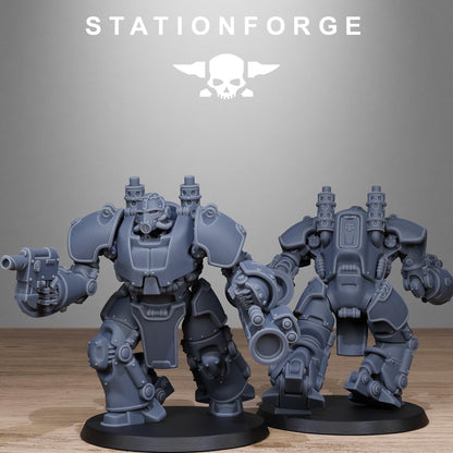 GrimGuard Power Armor Modular Set Miniatures by STATIONFORGE,  Imperial Guard Mechanized Infantry regiment