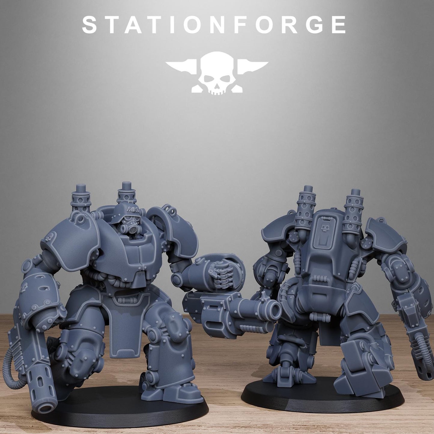 GrimGuard Power Armor Modular Set Miniatures by STATIONFORGE,  Imperial Guard Mechanized Infantry regiment