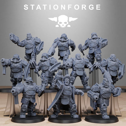 GrimGuard Armored Mutants, Imperial Guard Proxy, Sci-Fi Wargames Miniatures by STATIONFORGE