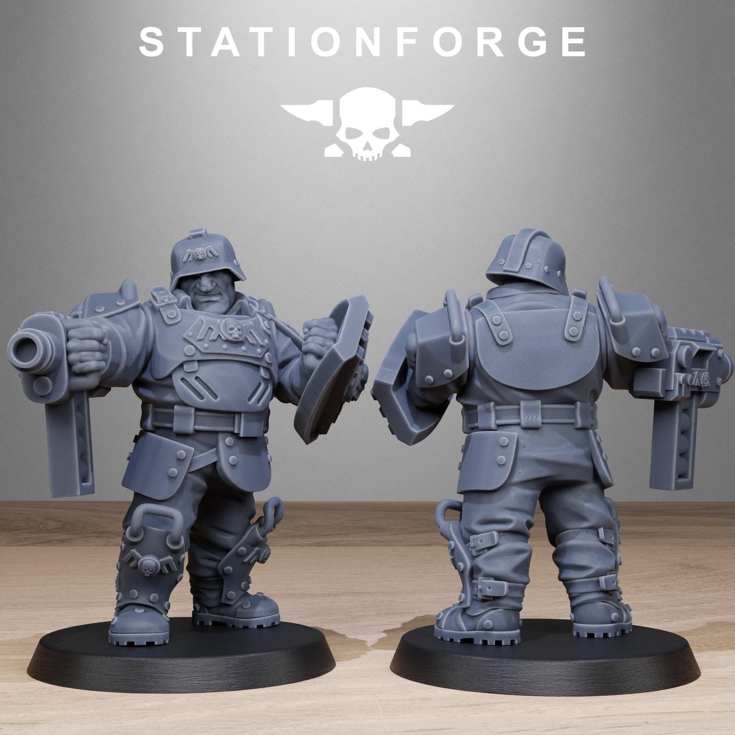 GrimGuard Armored Mutants, Imperial Guard Proxy, Sci-Fi Wargames Miniatures by STATIONFORGE
