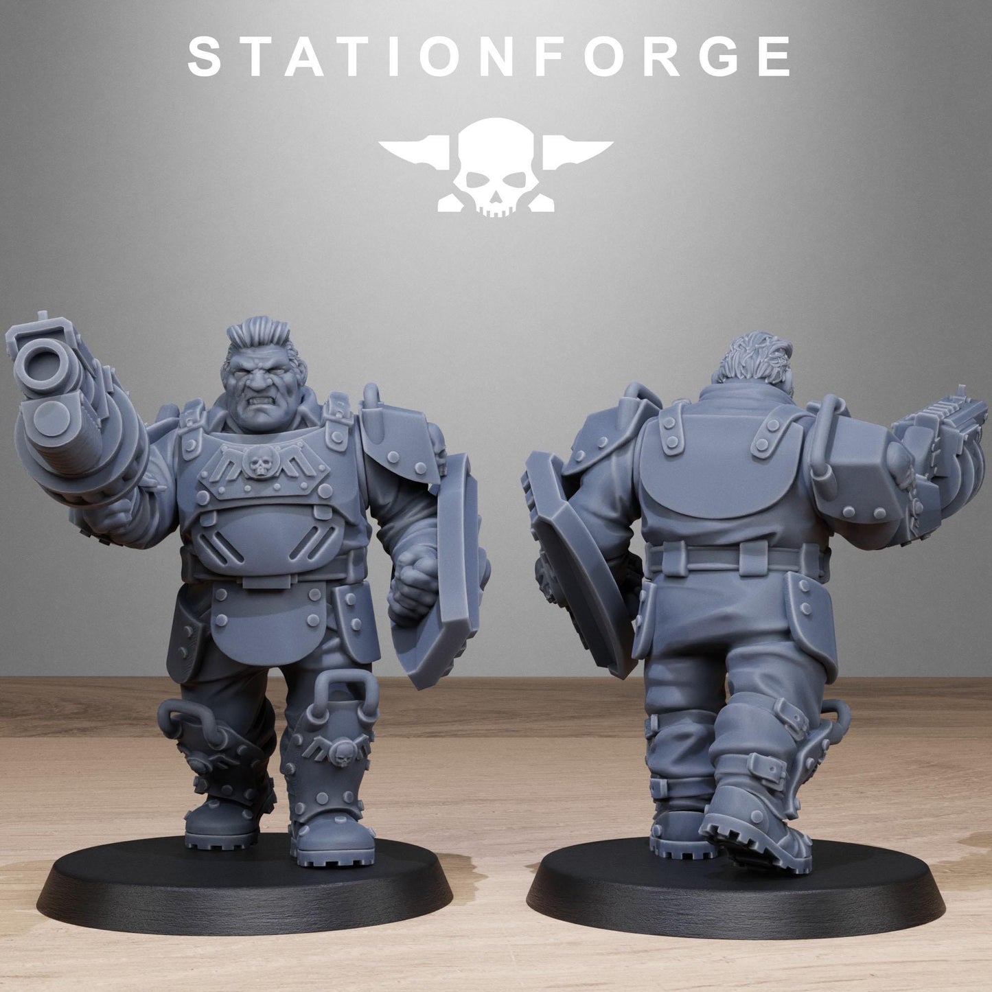 GrimGuard Armored Mutants, Imperial Guard Proxy, Sci-Fi Wargames Miniatures by STATIONFORGE
