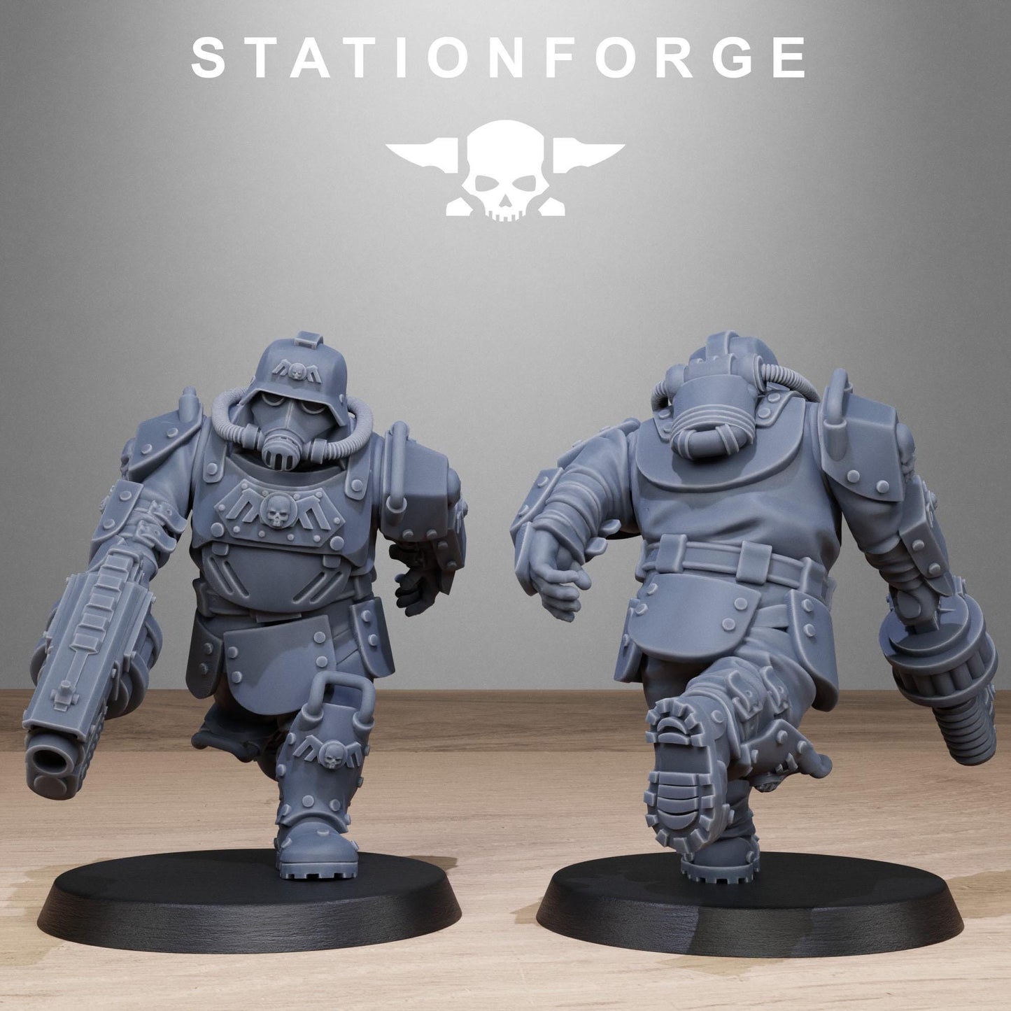 GrimGuard Armored Mutants, Imperial Guard Proxy, Sci-Fi Wargames Miniatures by STATIONFORGE