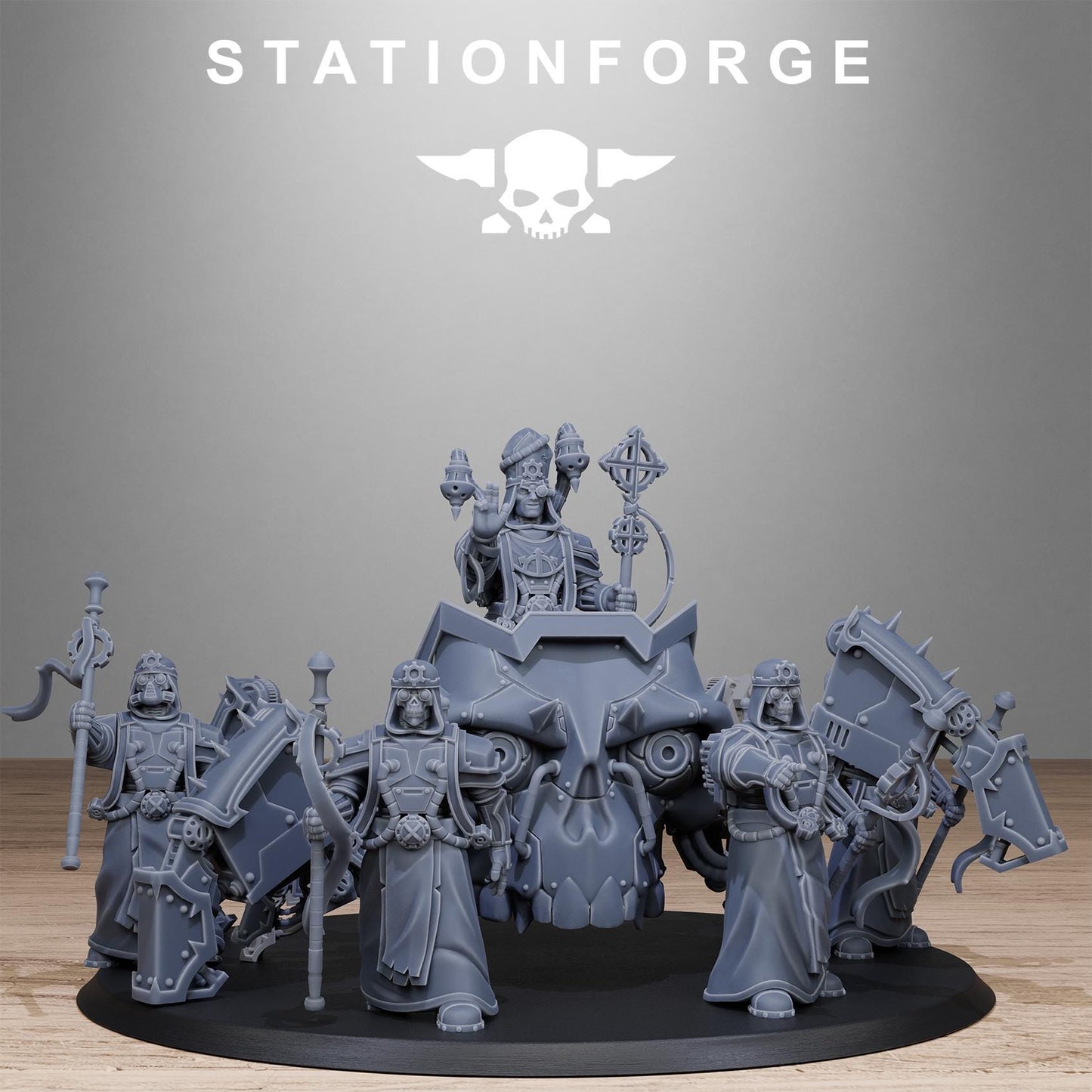 Scavenger Lectern Walker, Space Techno-bots, modular Sci-Fi warriors by STATIONFORGE, Sci-Fi Wargames Cyber-themed Grimdark miniatures