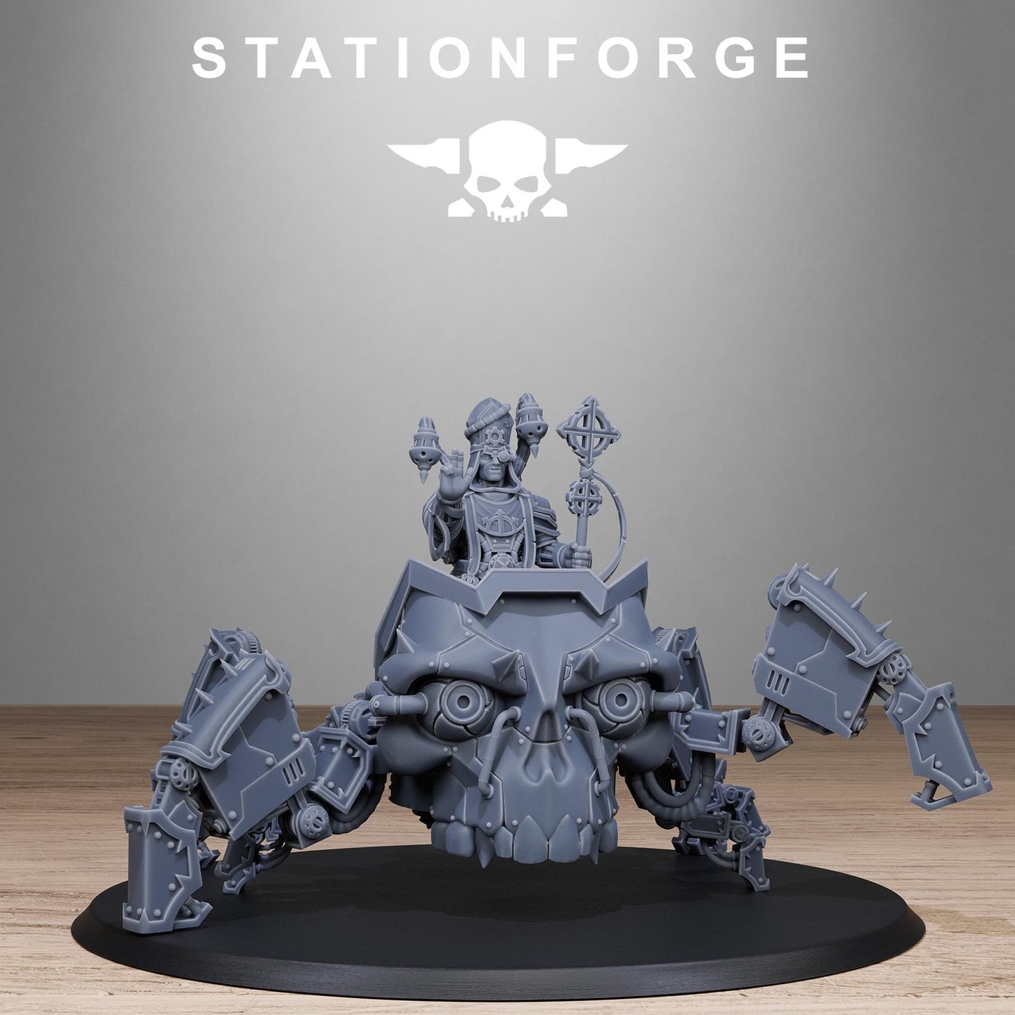 Scavenger Lectern Walker, Space Techno-bots, modular Sci-Fi warriors by STATIONFORGE, Sci-Fi Wargames Cyber-themed Grimdark miniatures