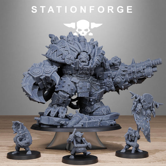Orkaz Grand Nutta 3.0, Space-Faring Orkish Menace Sculpted by STATIONFORGE, Grimdark Compatible, Sci-Fi Wargame Scale
