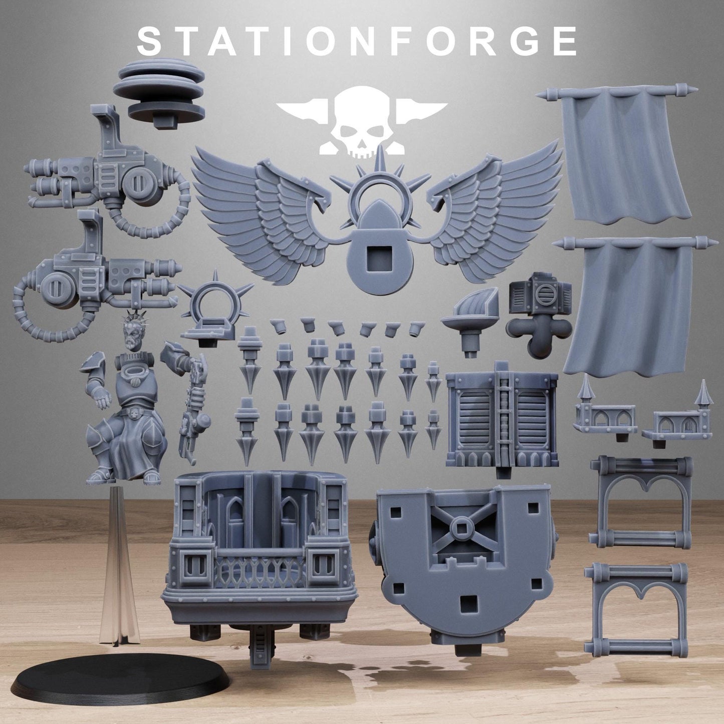 Vodalites Flying Throne Modular Set Miniatures by STATIONFORGE,  Imperial guard infantry regiment