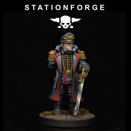 GrimGuard Officer, Death Korps Proxy, Sci-Fi Wargames Miniatures by STATIONFORGE