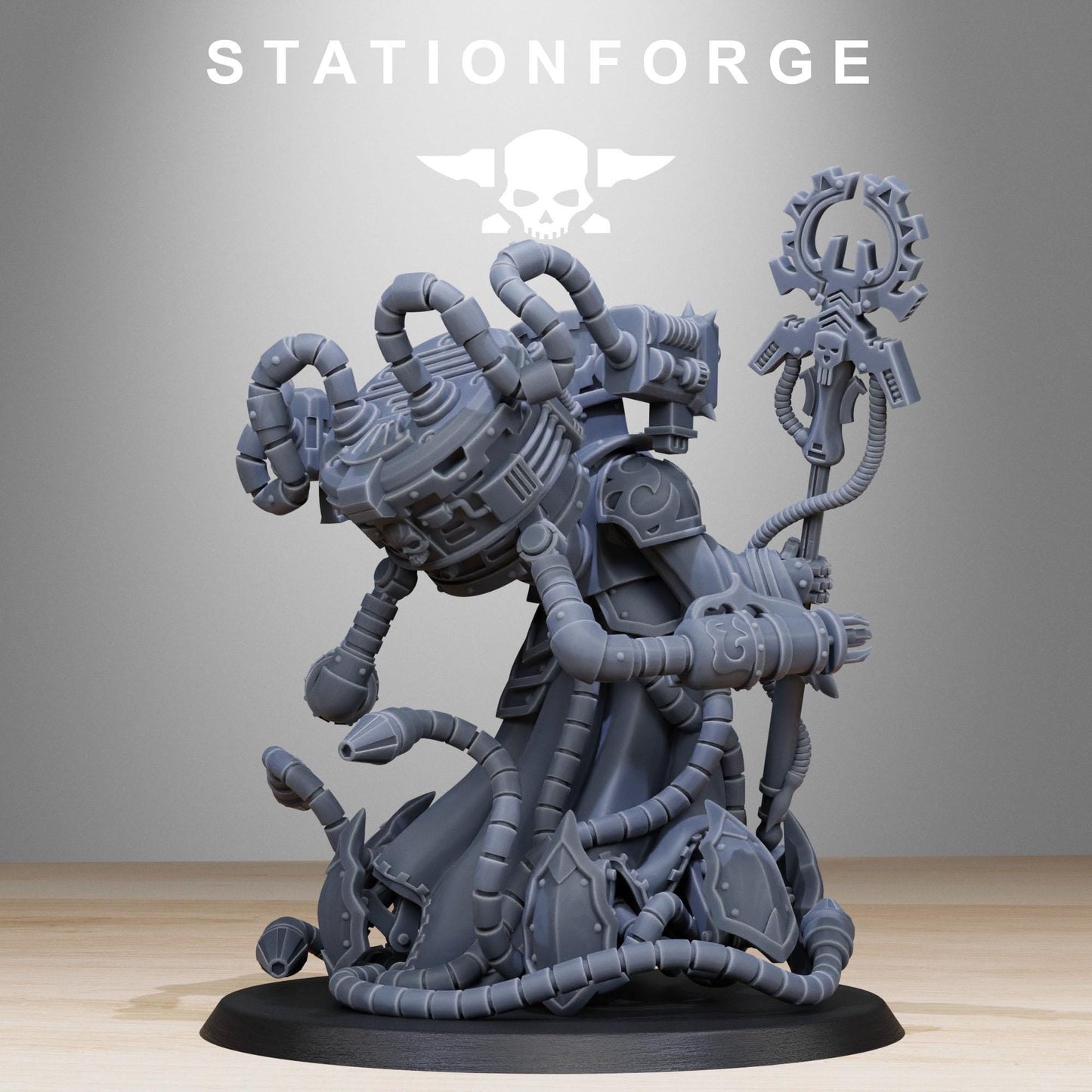 Scavenger Chaplain, Space Techno-bots, modular Sci-Fi warriors by STATIONFORGE, Sci-Fi Wargames Cyber-themed Grimdark miniatures