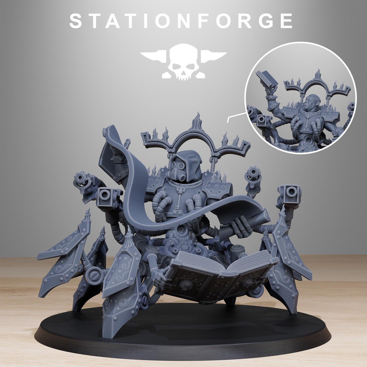 Scavenger Librarian, Space Techno-bots, modular Sci-Fi warriors by STATIONFORGE, Sci-Fi Wargames Cyber-themed Grimdark miniatures