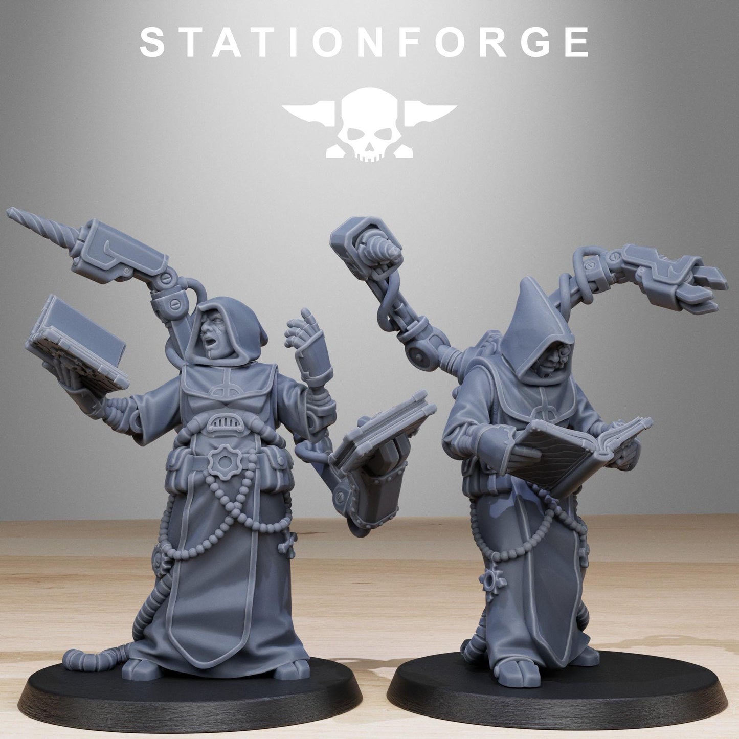 Scavenger Monks, Space Techno-bots, modular Sci-Fi warriors by STATIONFORGE, Sci-Fi Wargames Cyber-themed Grimdark miniatures