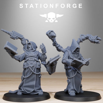 Scavenger Monks, Space Techno-bots, modular Sci-Fi warriors by STATIONFORGE, Sci-Fi Wargames Cyber-themed Grimdark miniatures